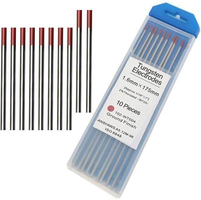 WT20 Ηλεκτρόδια βολφραμίου μήκους 1,6 mm για συγκόλληση TIG Κόκκινη κεφαλή 2% Θωριακή απόδοση
