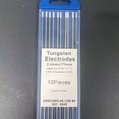 ΤΙΓ Καταναλώσιμα συγκόλλησης 2,4 mm*175 mm Λευκά κεφαλικά ηλεκτρόδια βολφραμίου 0,8% Ζιρκόνιση