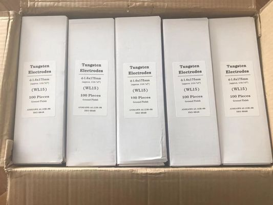 Ηλεκτρόδια βολφραμίου WL15 1,5% Λανθανωμένο χρυσό κεφάλι 2,4 mm για καταναλωτικά υλικά συγκόλλησης TIG