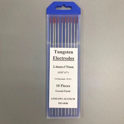 ΤΙΓ Καταναλώσιμα συγκόλλησης 2.4mm*175mm Κόκκινη κεφαλή WT20 2% Θωριασμένα ηλεκτρόδια βολφραμίου