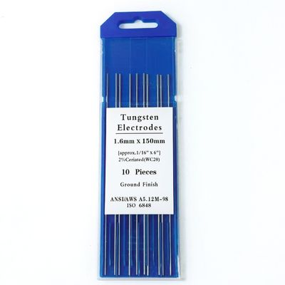 Προσαρμοσμένη υποστήριξη ODM 1.6mm * 150mm WC20 ηλεκτρόδια βολφραμίου για καταναλωτικά συγκόλλησης TIG