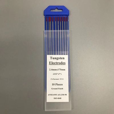 2.4mm*175mm WT20 Ηλεκτρόδια βολφραμίου για TIG συγκόλληση φακό κόκκινη άκρη προσαρμοσμένη υποστήριξη