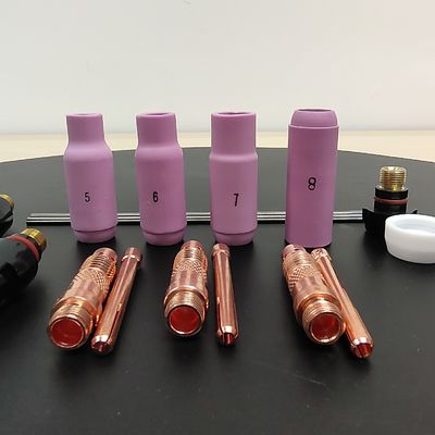 Πάνω WP17 18 26-10N 17Kit Αέριο φακό αλουμίνιο νουζίνα πίσω κύπελλο TIG συγκόλληση εξαρτήματα κιτ ψύξη αέρα
