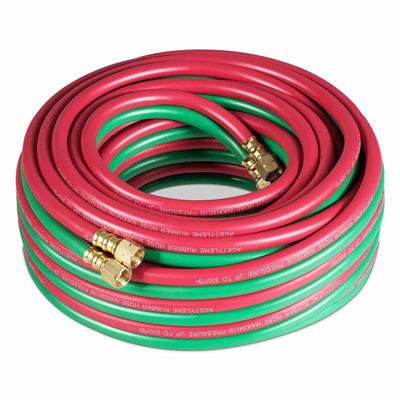 NBR Oxygen Acetylene Hose 1/4 Inch B Fittings Twin Welding Hose για την αποτελεσματικότητα 50ft