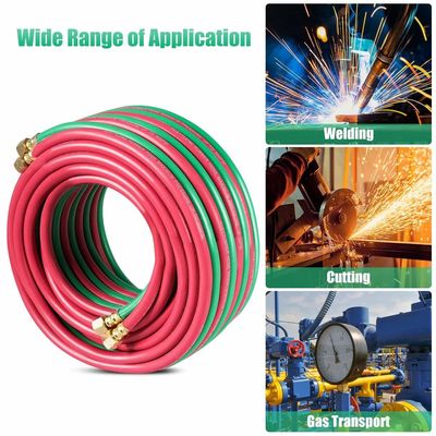 1.63KGS Soft Hose 25ft 1/4&quot; B Fittings 800PSI Oxy Acetylene Twin Type T Grade R Grade Welding Hose (Μαλακός σωλήνας 25ft 1/4&quot; B)