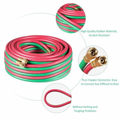1.63KGS Soft Hose 25ft 1/4&quot; B Fittings 800PSI Oxy Acetylene Twin Type T Grade R Grade Welding Hose (Μαλακός σωλήνας 25ft 1/4&quot; B)