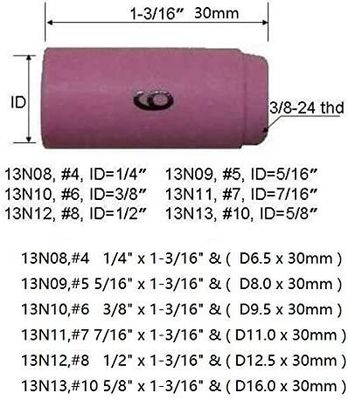 TIG συγκόλληση πυρσός SR WP920 24 25 Fit 13N08 13N09 13N10 13N11 13N12 13N13 φούσκα φλιτζάνι 10pcs