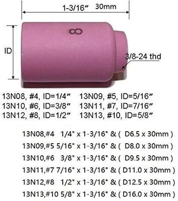TIG συγκόλληση πυρσός SR WP920 24 25 Fit 13N08 13N09 13N10 13N11 13N12 13N13 φούσκα φλιτζάνι 10pcs