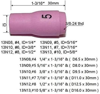 TIG συγκόλληση πυρσός SR WP920 24 25 Fit 13N08 13N09 13N10 13N11 13N12 13N13 φούσκα φλιτζάνι 10pcs