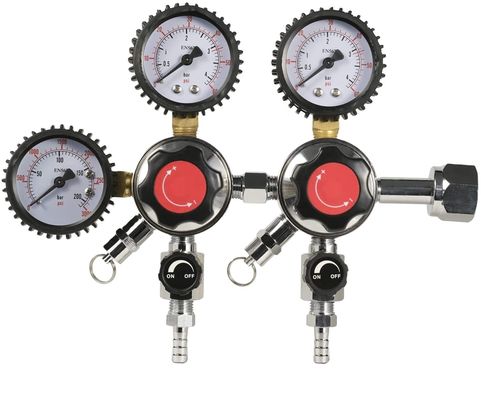 Αρχική παρασκευή μπύρας Co2 ανώτερο διπλό ρυθμιστή με βαλβίδα ασφαλείας ελάφρυνσης πίεσης