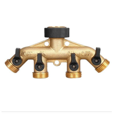 Προσαρμοσμένο 4 Way Brass Hose Splitter Connect Fittings Garden Hose Adapter Connector