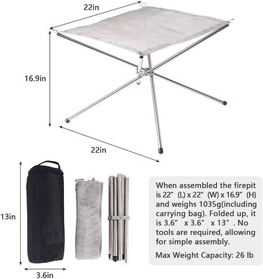 Τραπέζι Βιο Fire Pit Καταρρέων Steel Mesh τζάκι για κάμπινγκ πίσω αυλή και κήπο