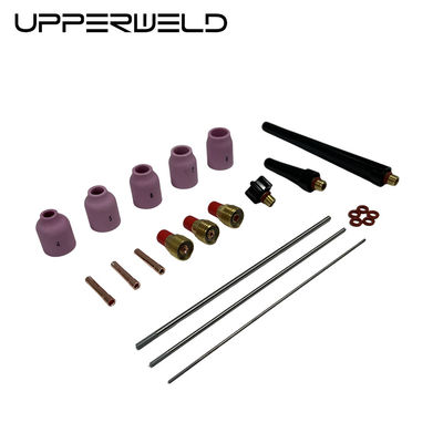 Ροζ UPPERWELD 27PCS TIG Επεξεργαστήριο Φωτός Συσκευές 53N σειράς Κεραμική ακροφύσιο TIG ανταλλακτικά περιλαμβάνουν φακούς αερίου